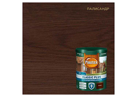 Pinotex Classic Plus Быстросохнущая пропитка-антисептик 3в1 для древесины палисандр (0,9л)