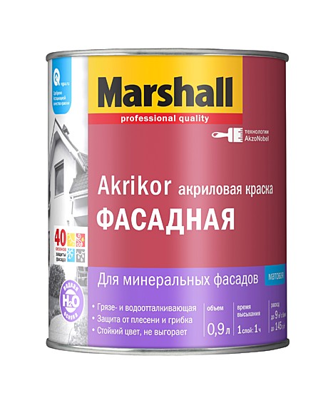 Краска в/э Marshall akrikor фасадная BW (0,9л)