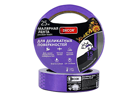 789-3850 Малярная лента DECOR 38мм*50м креппированная 140мкм