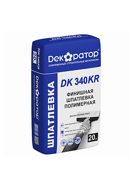 Шпатлевка финишная полимерная DK 340 KR, 0,1-3мм, белая (20кг)