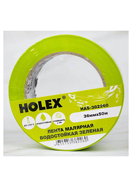 Малярная лента GREEN 36мм*50м 100С водостойкая HOLEX