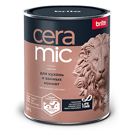 Краска BRITE CERAMIC для кухонь и ванных комнат база А (0,9л)