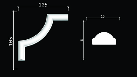 C1-130A Декоративный уголок гладкий (105*105*8 мм)