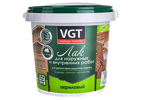 Лак акриловый для нар./внутр. работ глянцевый (0,9кг) ВГТ