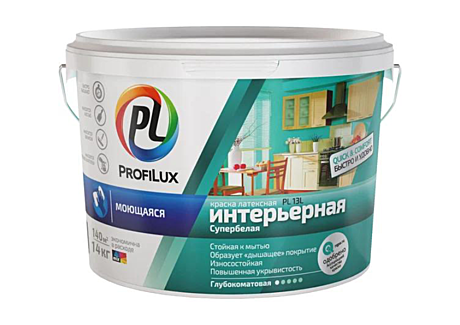 Краска латексная супербелая интерьерная Profilux PL-13L (14кг)