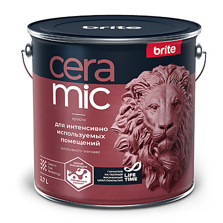 Краска BRITE CERAMIC для интенсивно используемых помещений база С (2,7л)