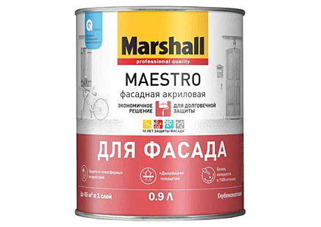 Краска в/э Marshall Маэстро фасадная BW (0,9л)