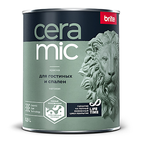 Краска BRITE CERAMIC для гостиных и спален база С (0,9л)