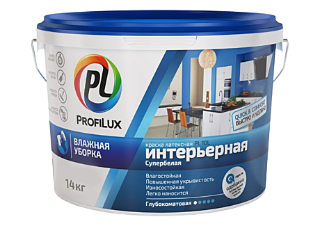 Краска латексная влагостойкая интерьерная PROFILUX PL-10 (14кг)